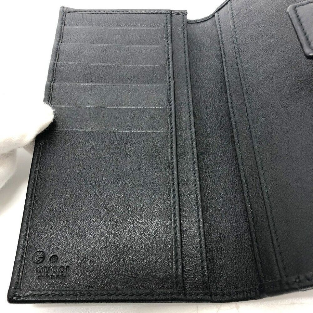 GUCCI Embossed all over pattern Bifold Long Wallet Leather Black - Picture 3 of 11